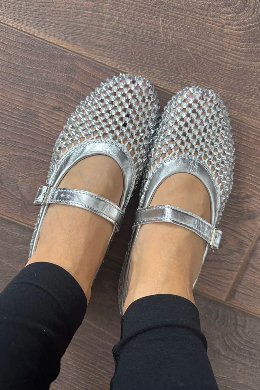 ZEYA - Marilyn Rhinestone Mesh Flat Shoes