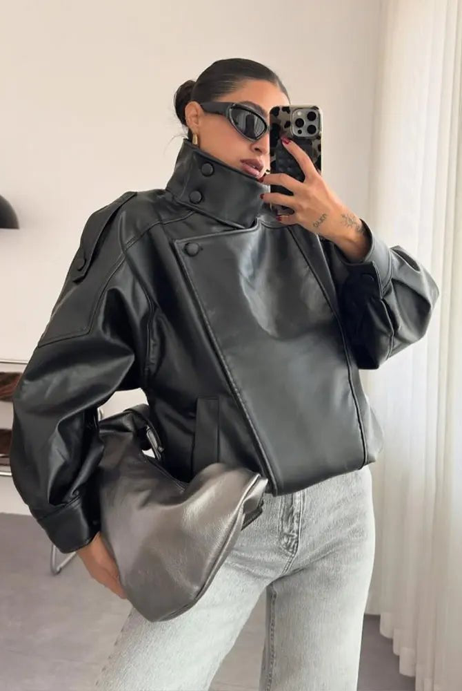ZEYA - Marnie Black Vegan Leather Moto Jacket