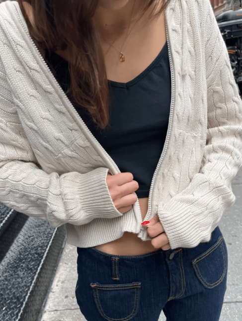 ZEYA - Melanie High Neck Zip Up Knit Cardigan