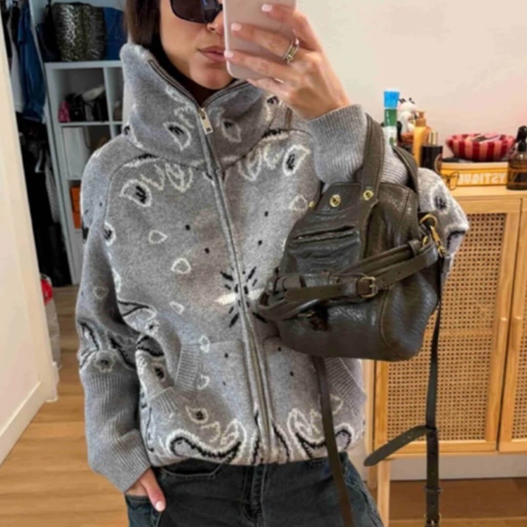 ZEYA - Melanie Paisley Zip-Up Knit Jacket