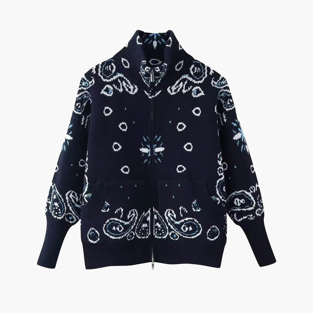 ZEYA - Melanie Paisley Zip-Up Knit Jacket