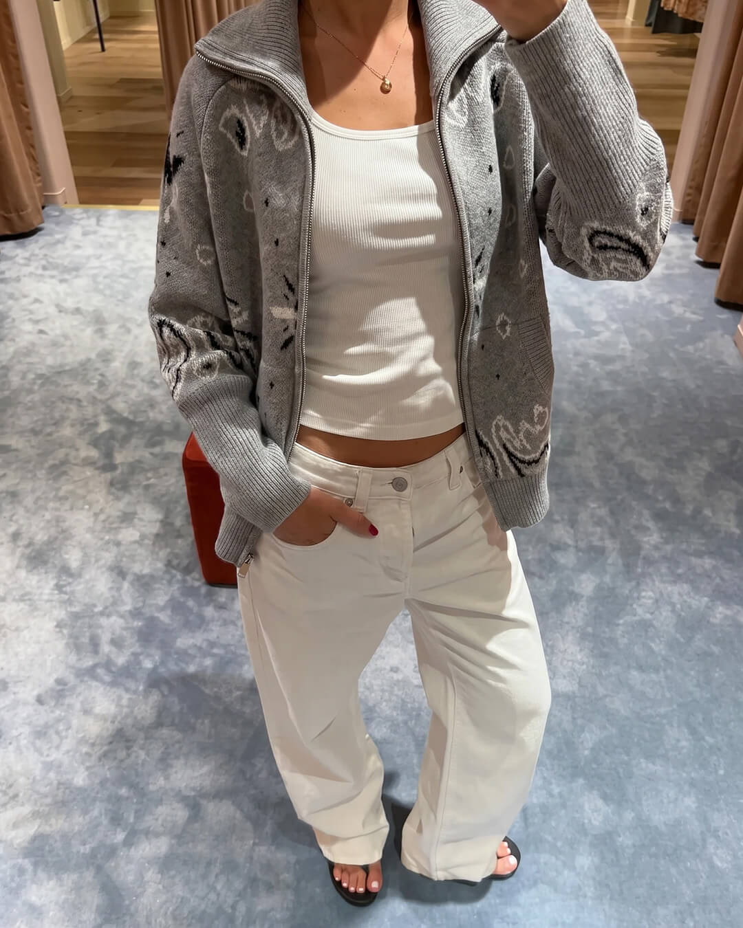 ZEYA - Melanie Paisley Zip-Up Knit Jacket