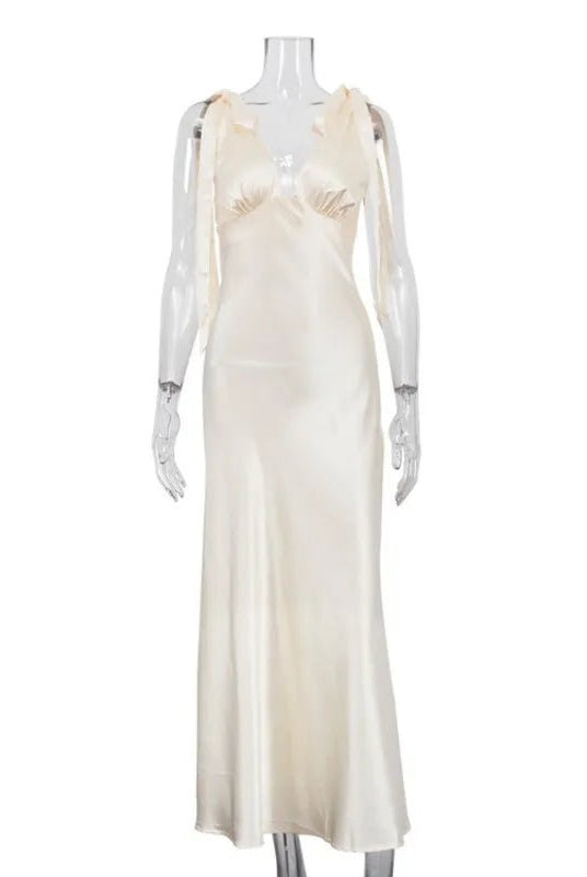 ZEYA - Melanie Satin Tie Strap Maxi Dress