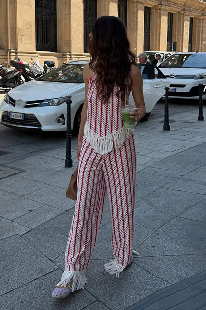 ZEYA - Mila Striped Fringe Two-Piece Set
