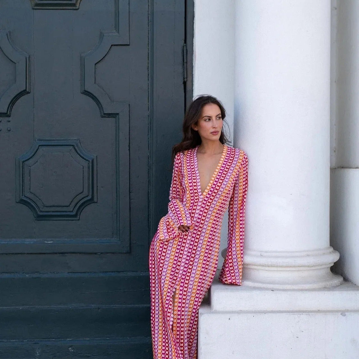 ZEYA - Miriam Crochet Stripe Maxi Dress