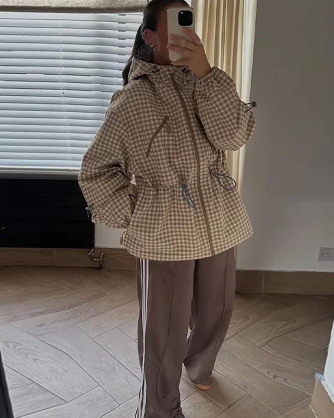 ZEYA - Miriam Plaid Hooded Trench Jacket