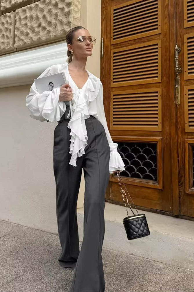 ZEYA - Monica Tie Neck Ruffled Blouse