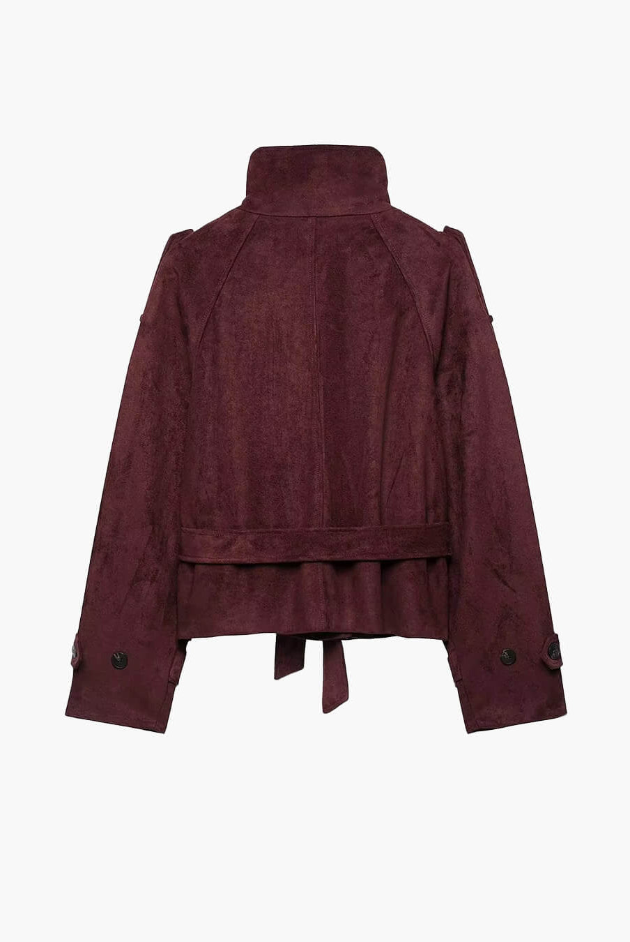 ZEYA - Nicole Funnel Neck Faux Suede Belted Jacket