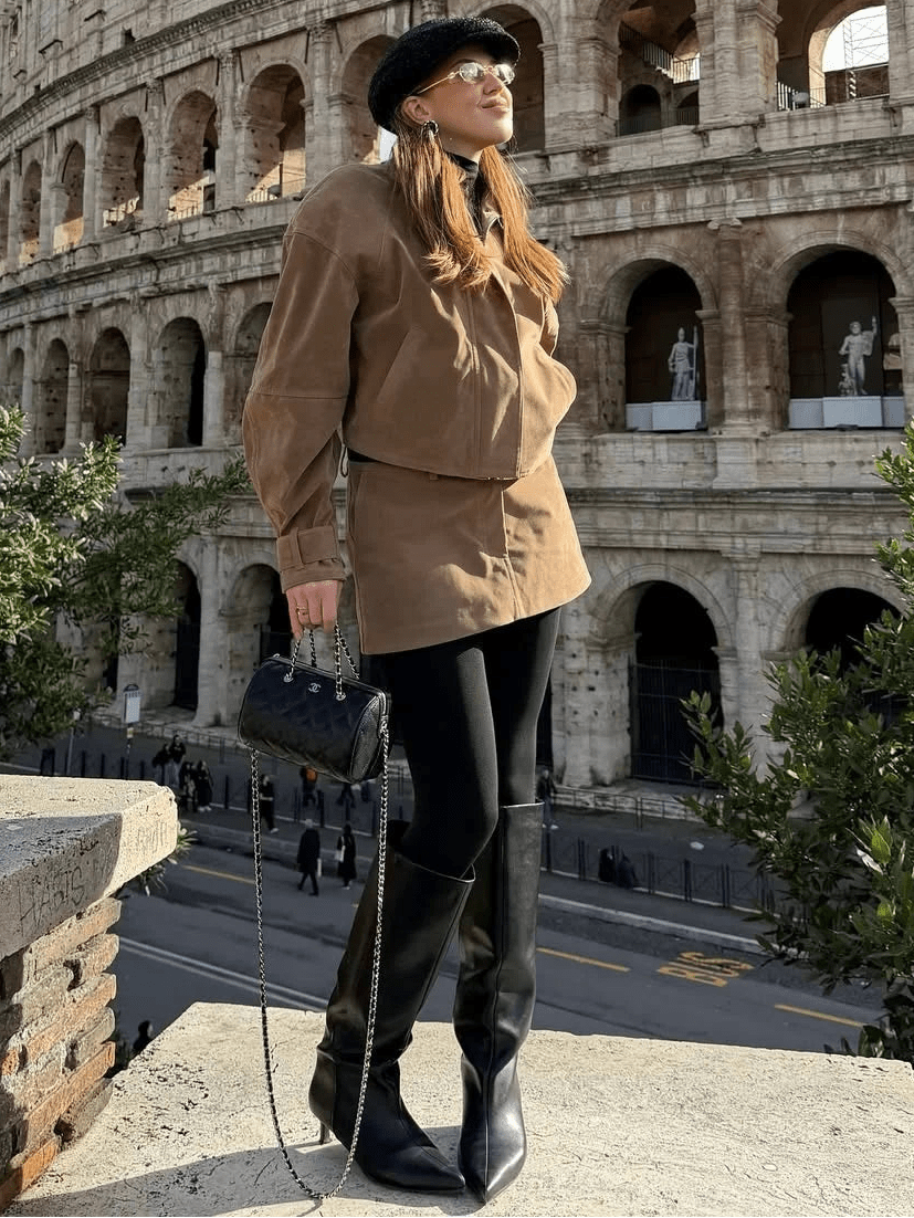 ZEYA - Nicole Suede Cropped Coat & Skirt Set