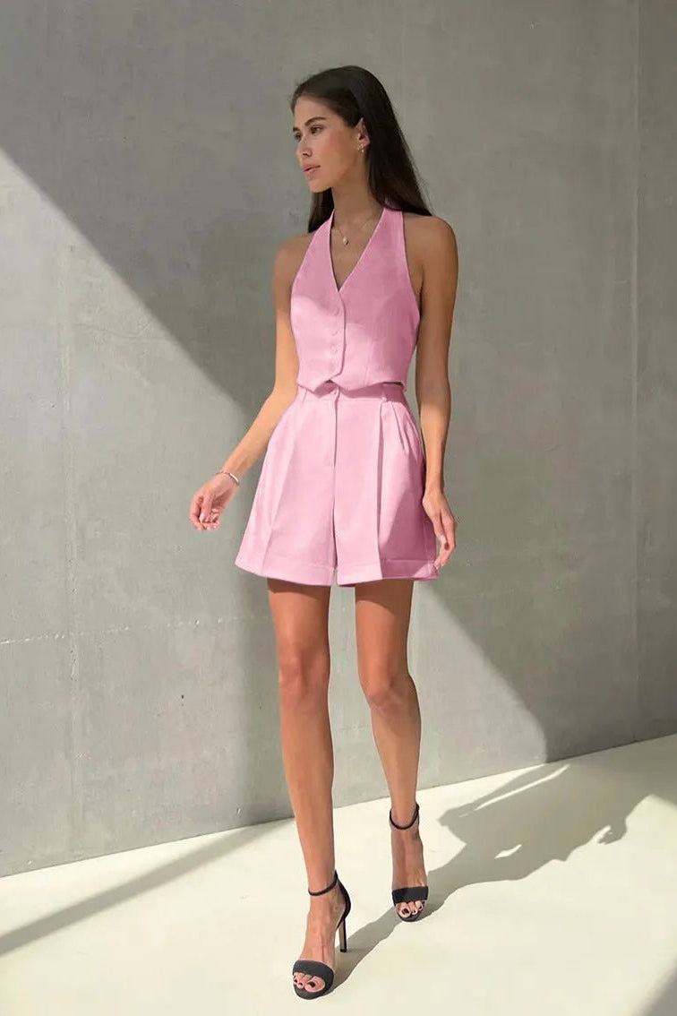 ZEYA - Nicole Tailored Halter Vest & Shorts Set