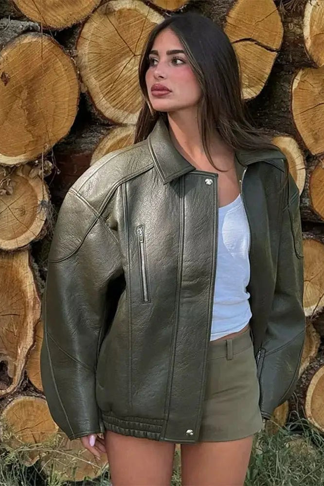 ZEYA - Nova Faux Leather BomberJacket