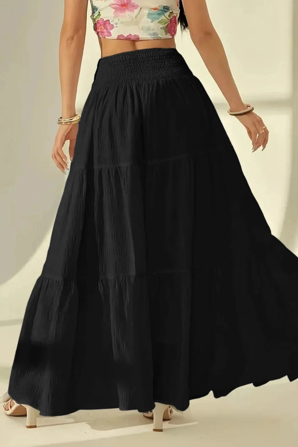 ZEYA - Octavia Tiered Maxi Skirt Elastic Waist