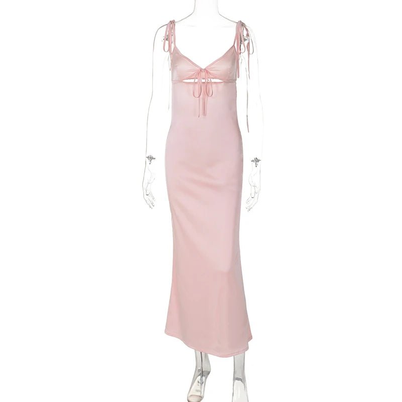 ZEYA - Renata Lace-Up Spaghetti Strap Maxi Dress