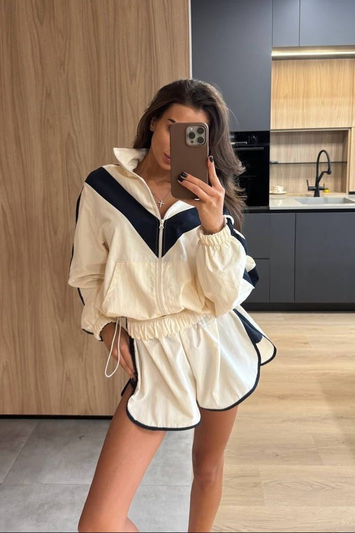 ZEYA - Sandra Chevron Windbreaker Shorts Set