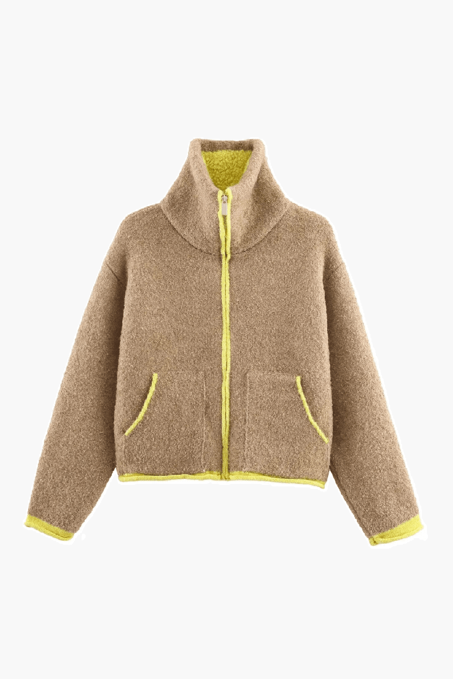 ZEYA - Scarlett Contrast Trim Knit Zip Up Cardigan