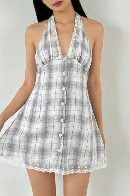 ZEYA - Sofia Diagonal Plaid Knit Mini Dress