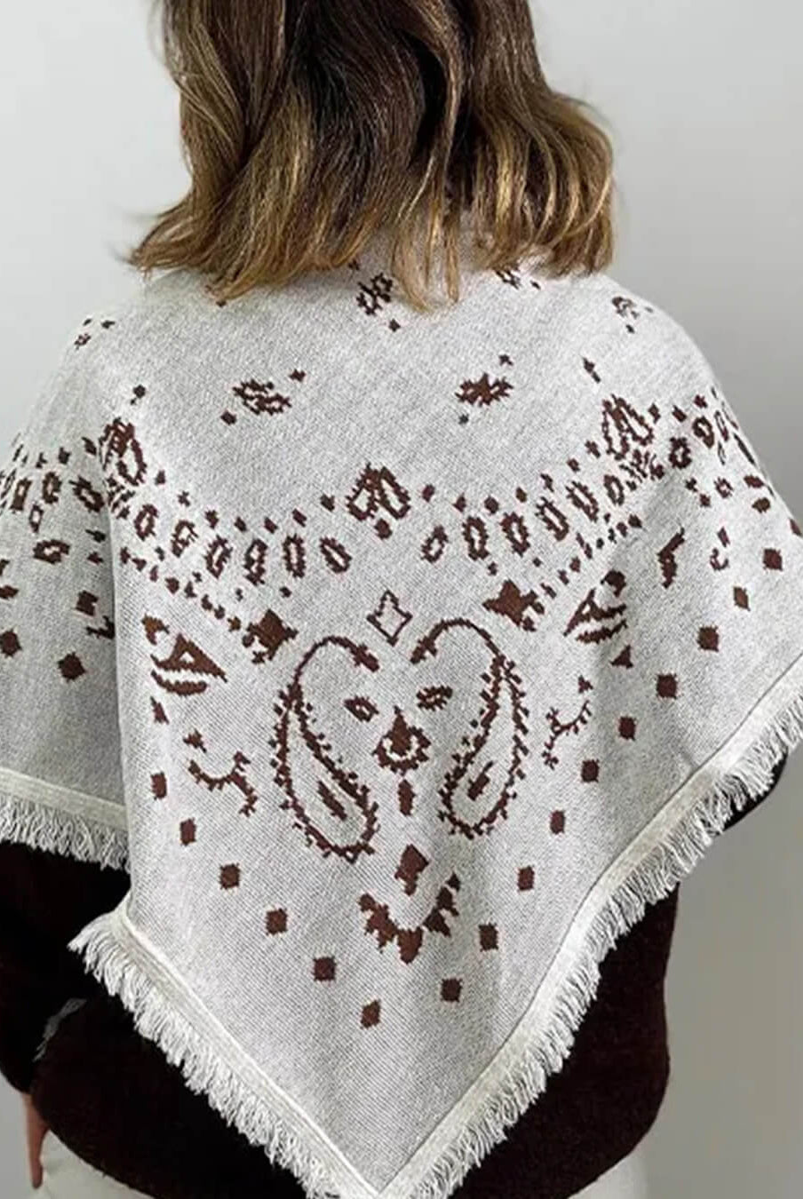 ZEYA - Terry Knitted Fringed Square Scarf