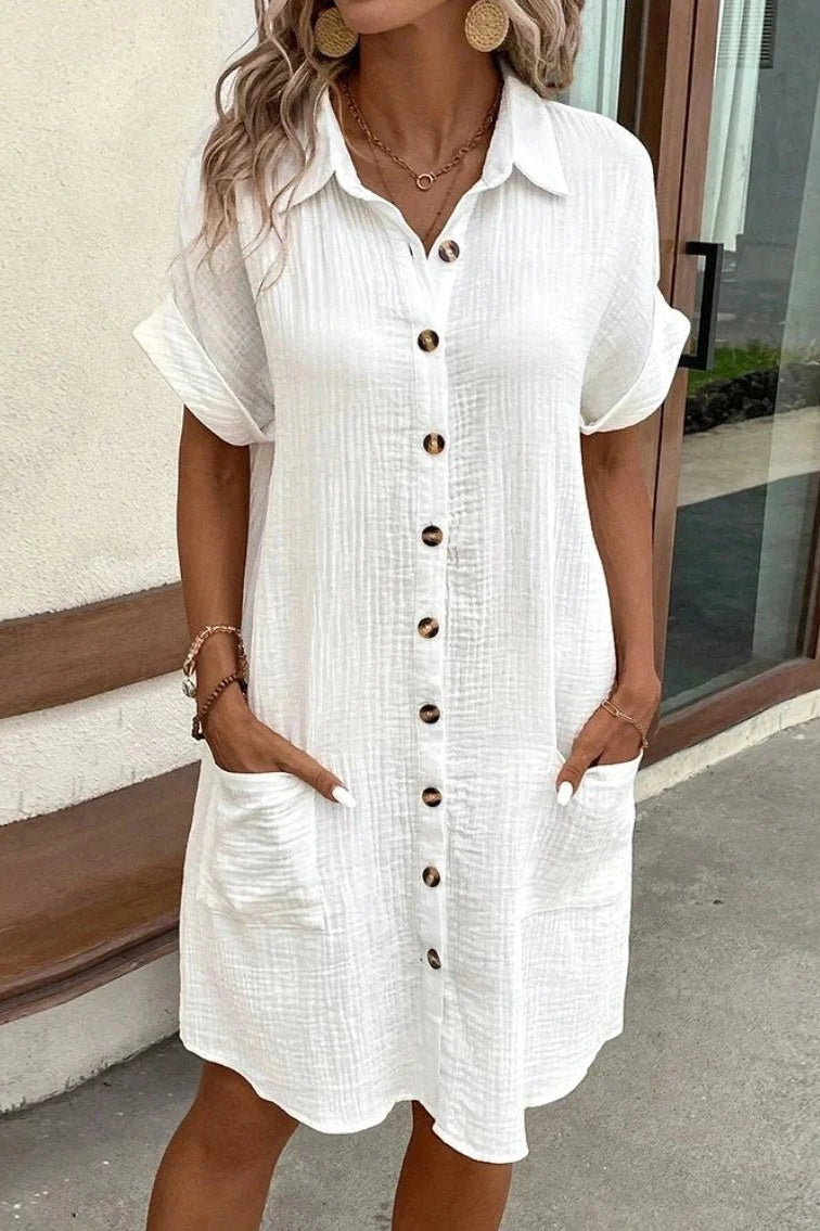 ZEYA - Themis Cotton Linen V-Neck Mini Dress