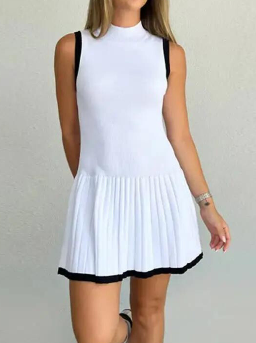 Vestido de punto Sophie con talle bajo y contraste