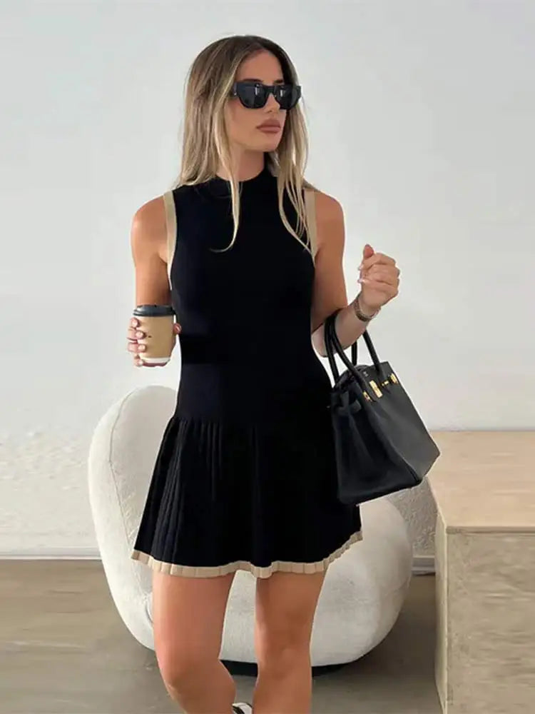Vestido de punto Sophie con talle bajo y contraste