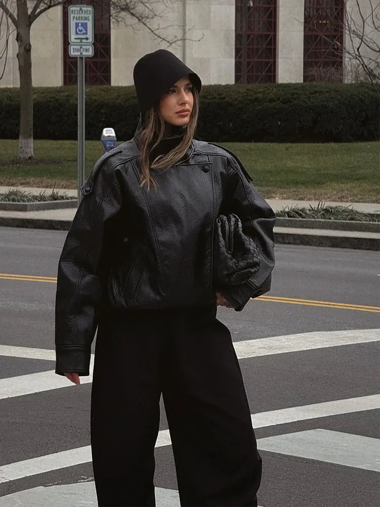 Chaqueta biker Marnie de piel vegana negra