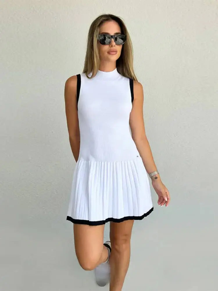 Vestido de punto Sophie con talle bajo y contraste