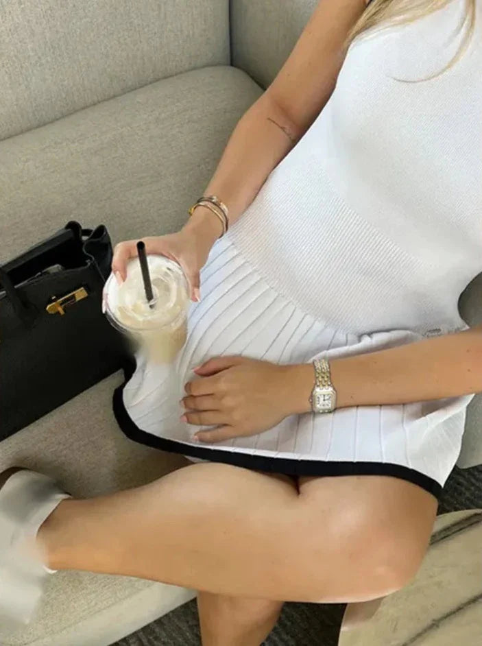 Vestido de punto Sophie con talle bajo y contraste