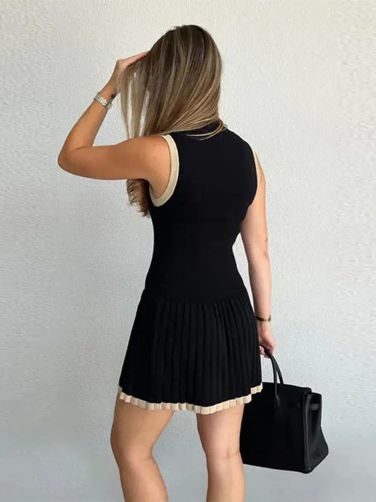 Vestido de punto Sophie con talle bajo y contraste