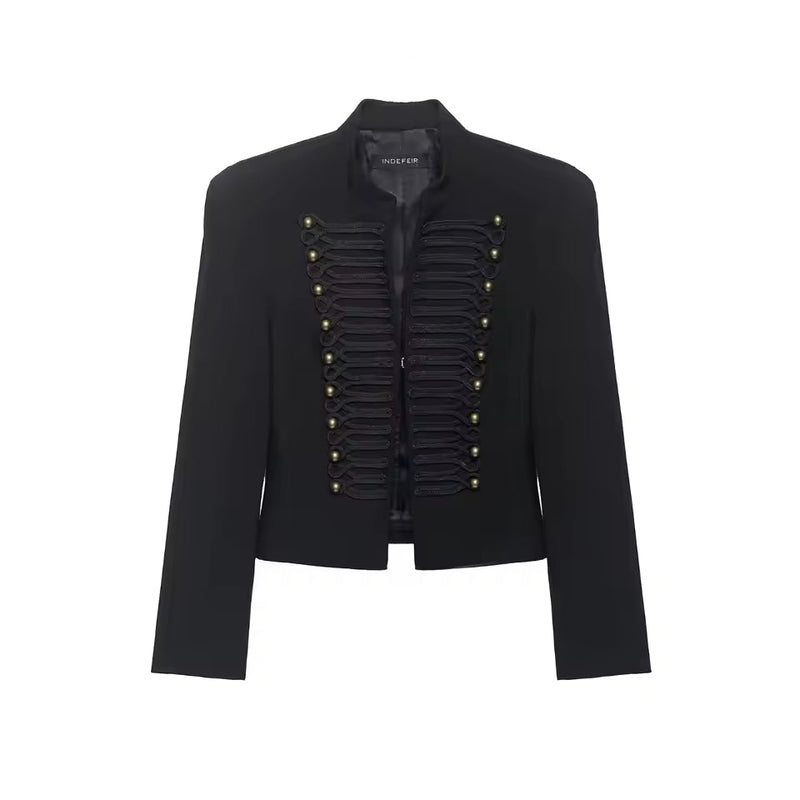Chaqueta de cuero sintético estilo militar Denise