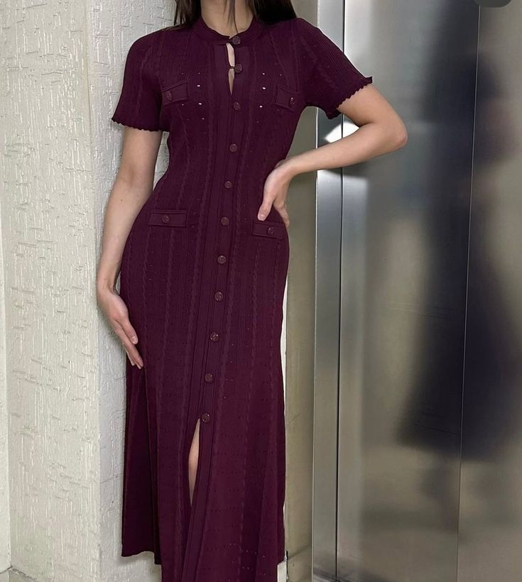 Vestido midi de punto Margot con botones delanteros