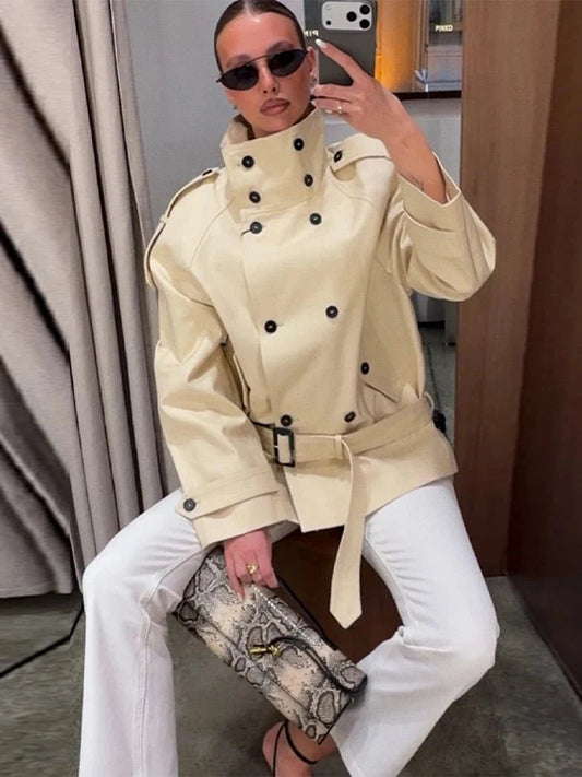 Ella Tailored Stand Collar Trench Coat