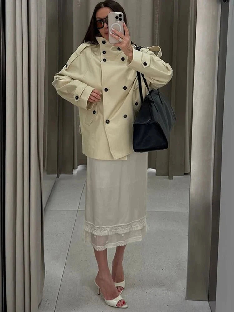Gabardina entallada Ella con cuello alto