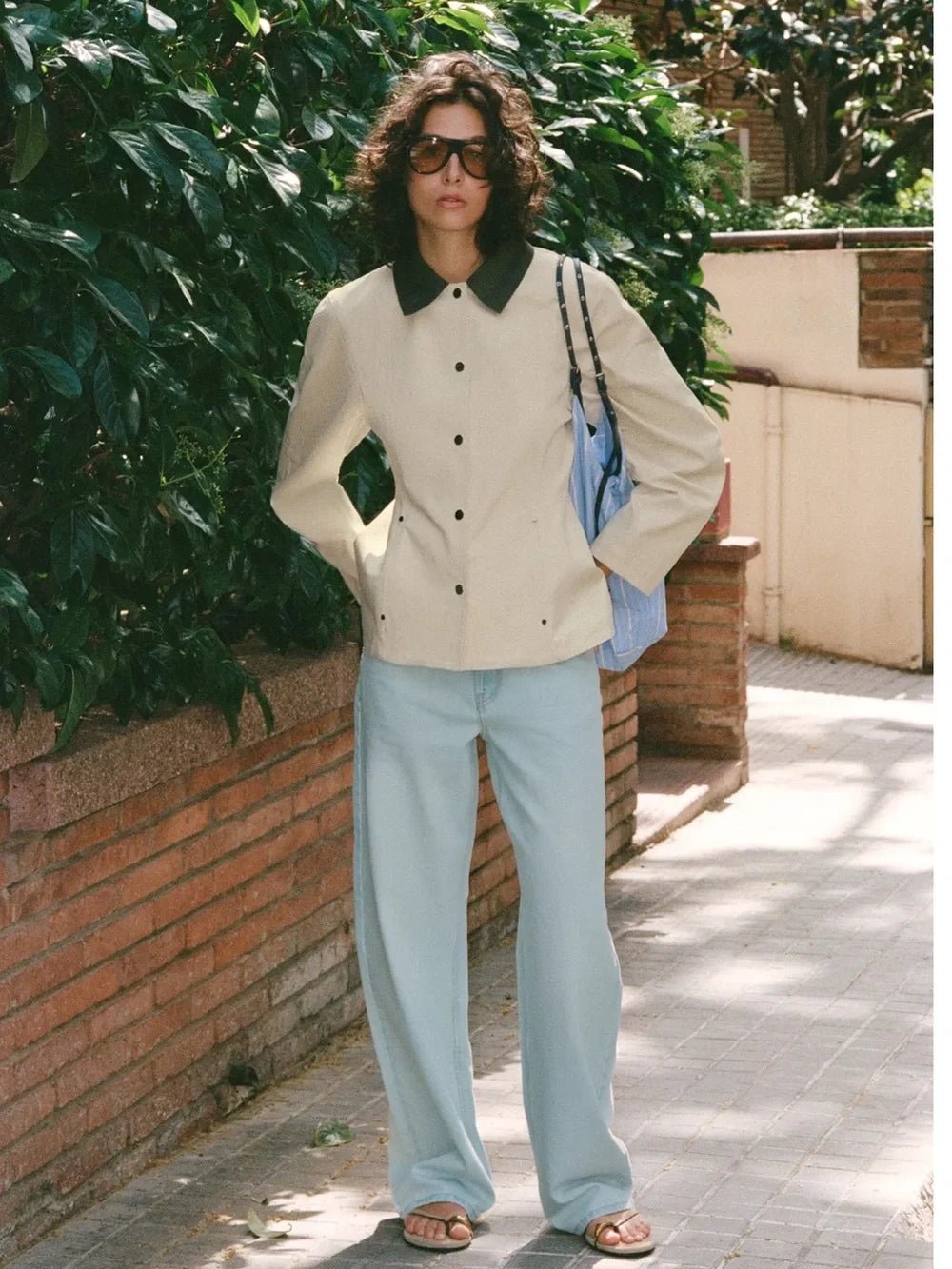 Chaqueta peplum con cuello en contraste Ruth