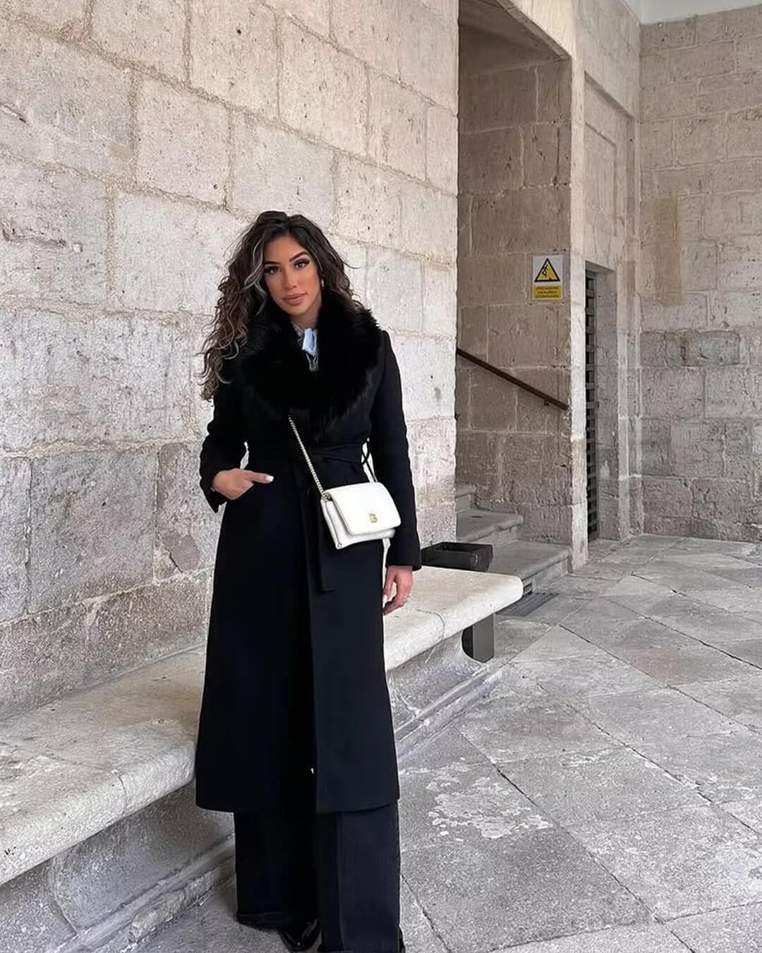 Lola Faux Fur Collar Maxi Coat