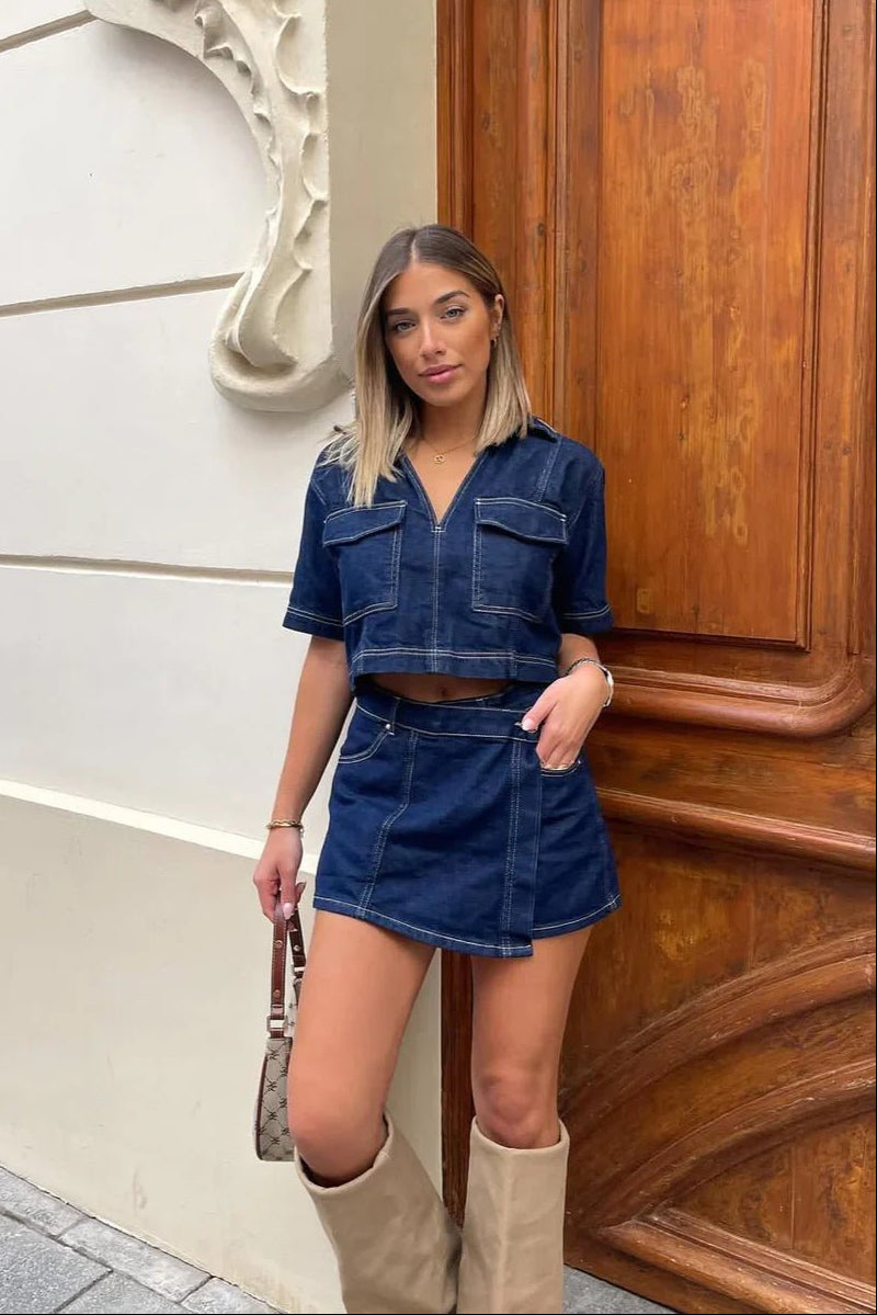 Sophie top corto y conjunto con skort