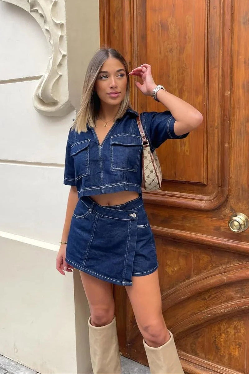Sophie top corto y conjunto con skort