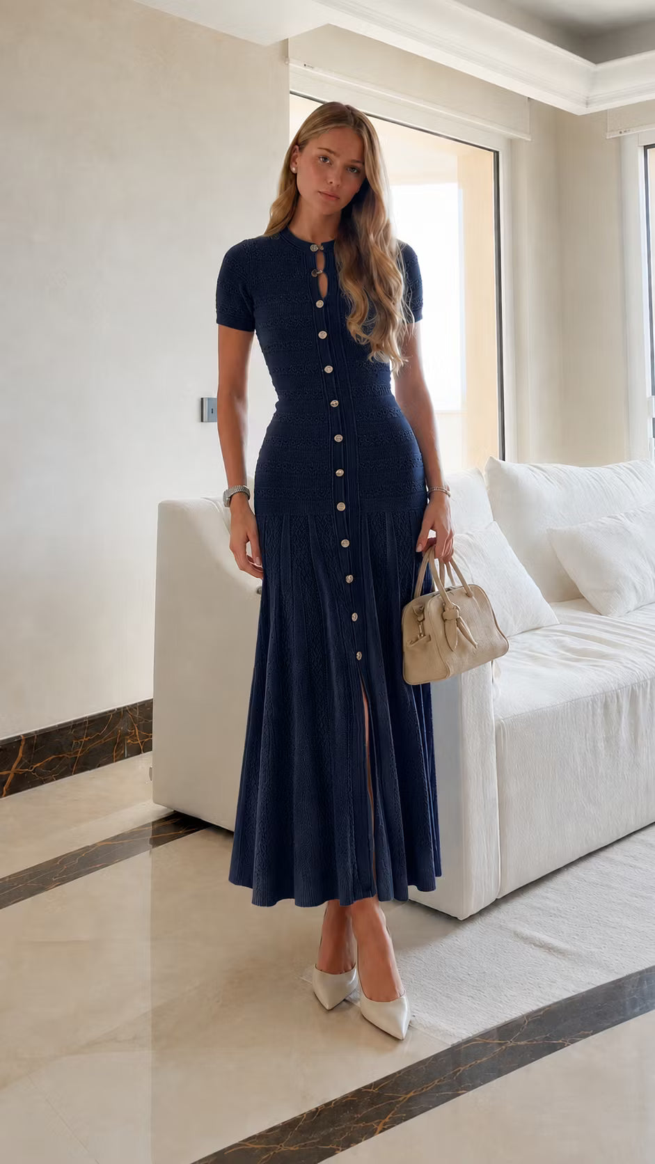 Vestido midi de punto acanalado Milena