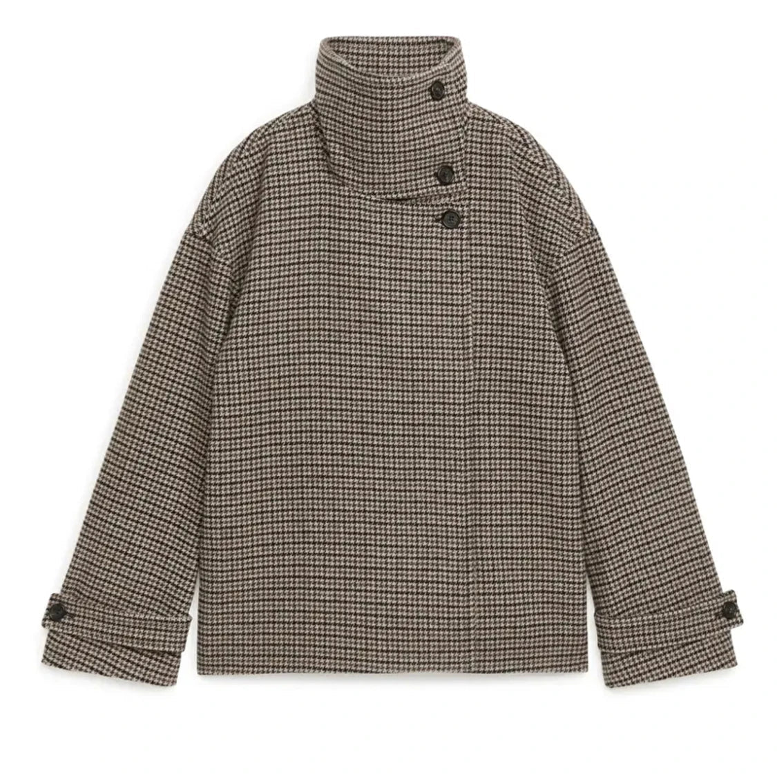 Chaqueta Emilia de pata de gallo con botones y cuello alto