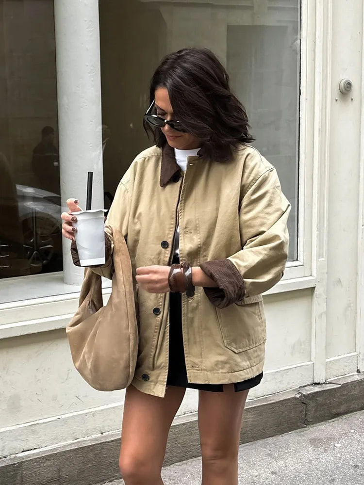 Chaqueta Fiona de lona vintage estilo utilitario