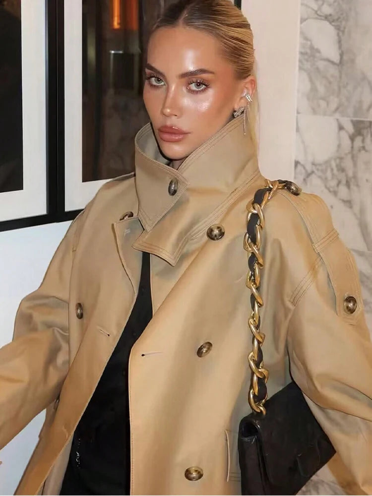 Audrey Beige Double Breasted Trench Coat