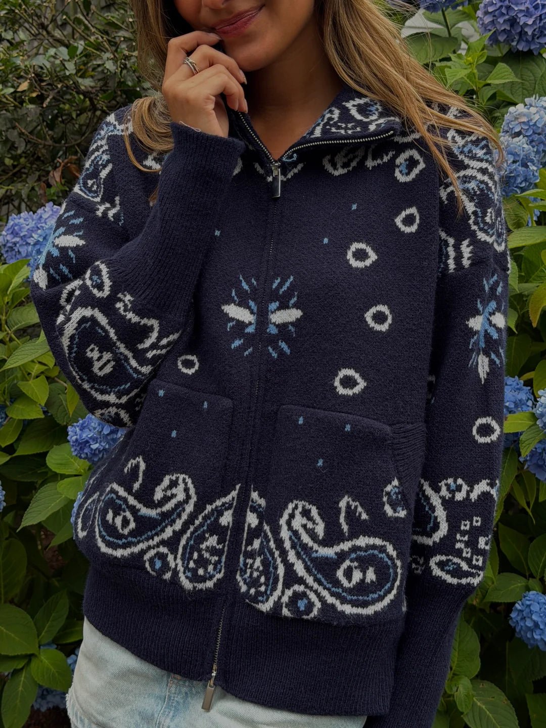 ZEYA - Sarah Stand Collar Knitted Cardigan