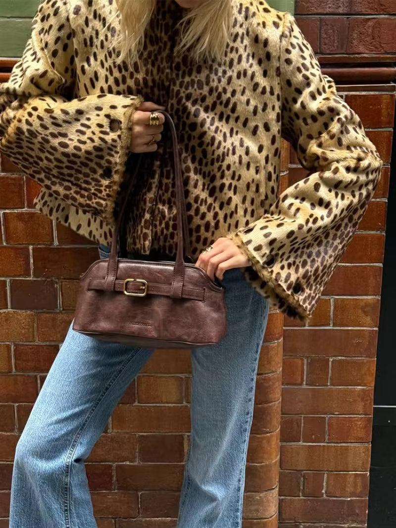 Chaqueta Katie de piel sintética con estampado de leopardo