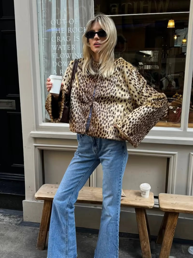 Chaqueta Katie de piel sintética con estampado de leopardo
