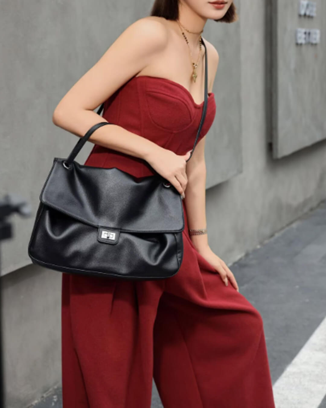 Bolso bandolera de cuero Ava Maxi Flap