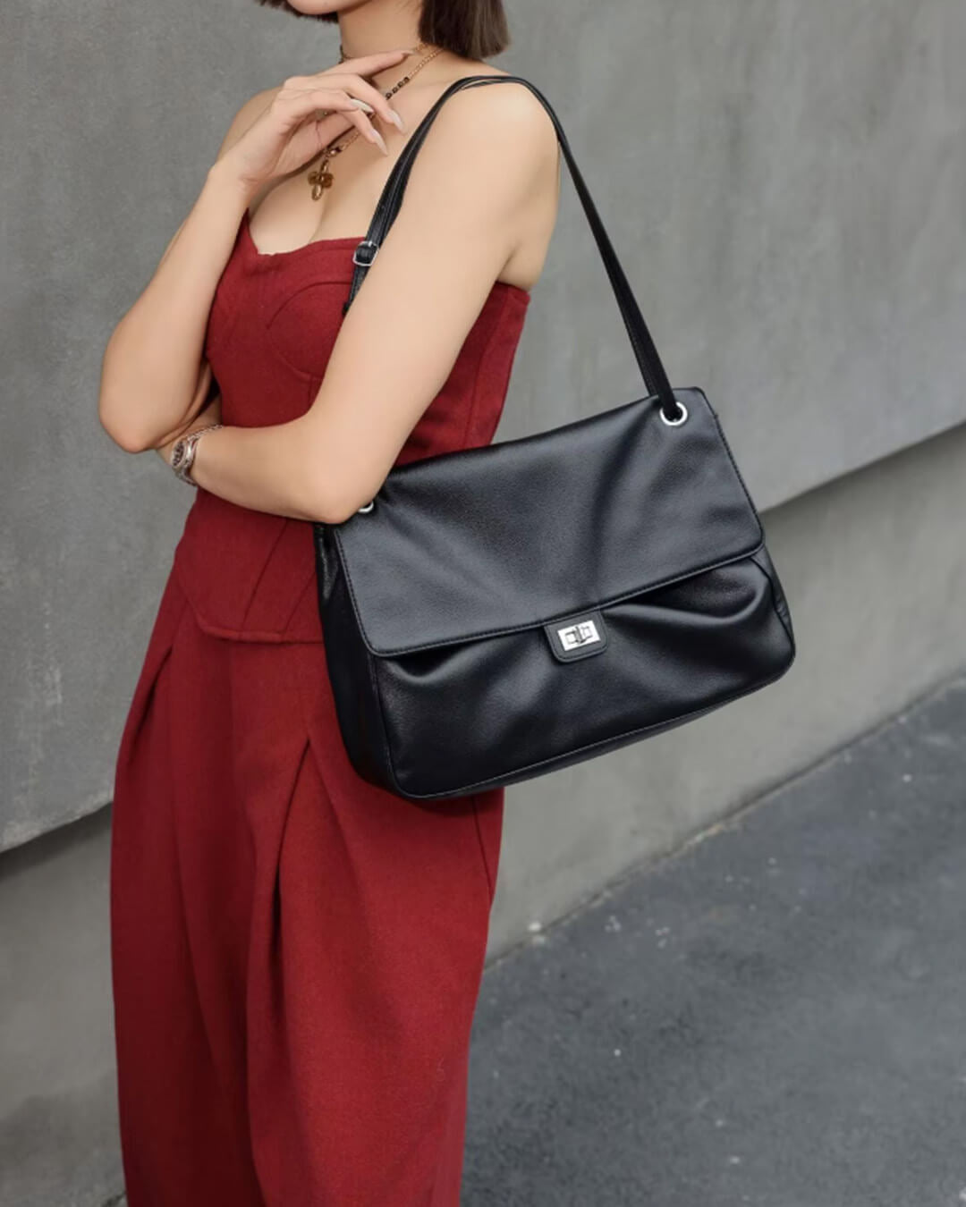 Bolso bandolera de cuero Ava Maxi Flap