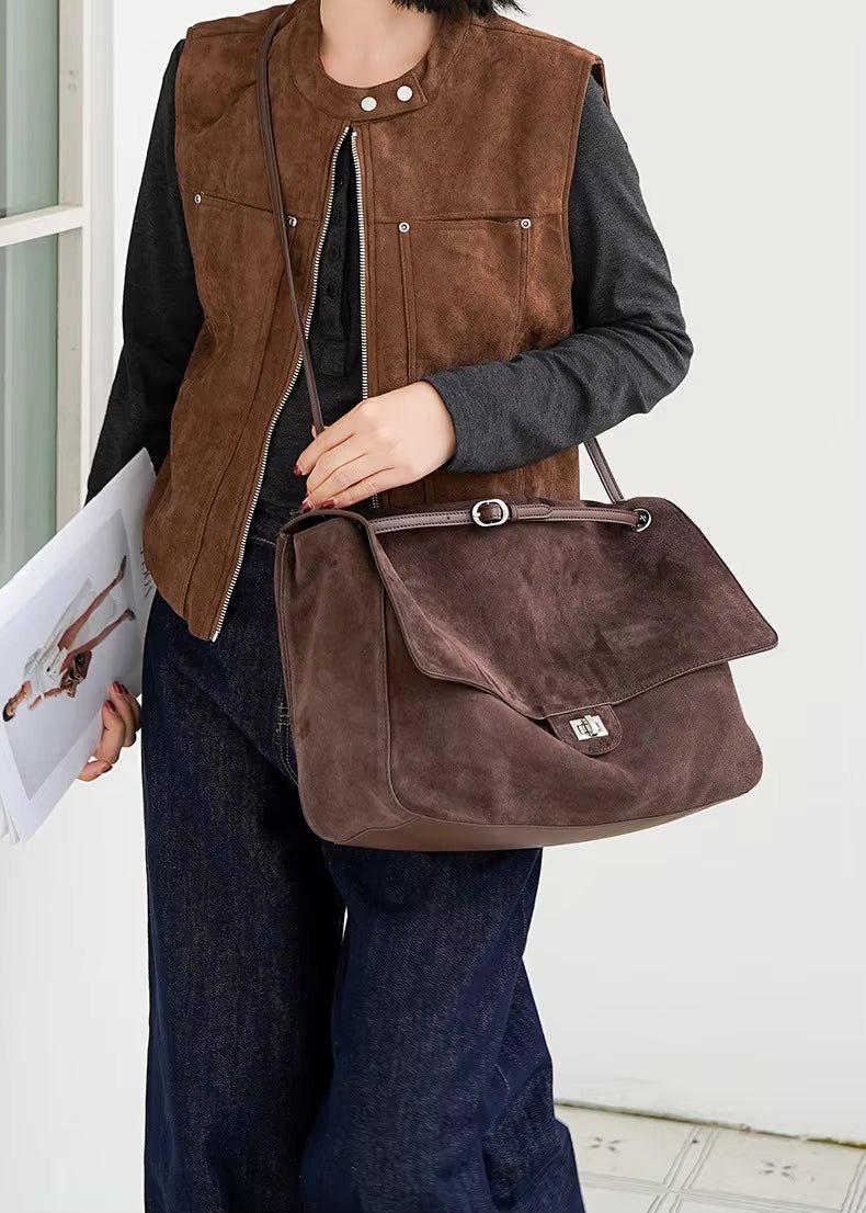 Bolso Tote Retro de Piel de Vaca Lena Frosted