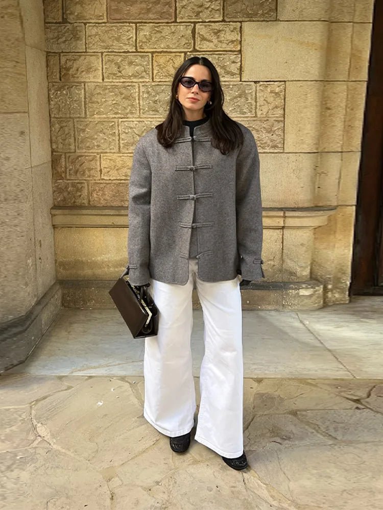 Mary Double-Faced Knot Mandarin Jacket