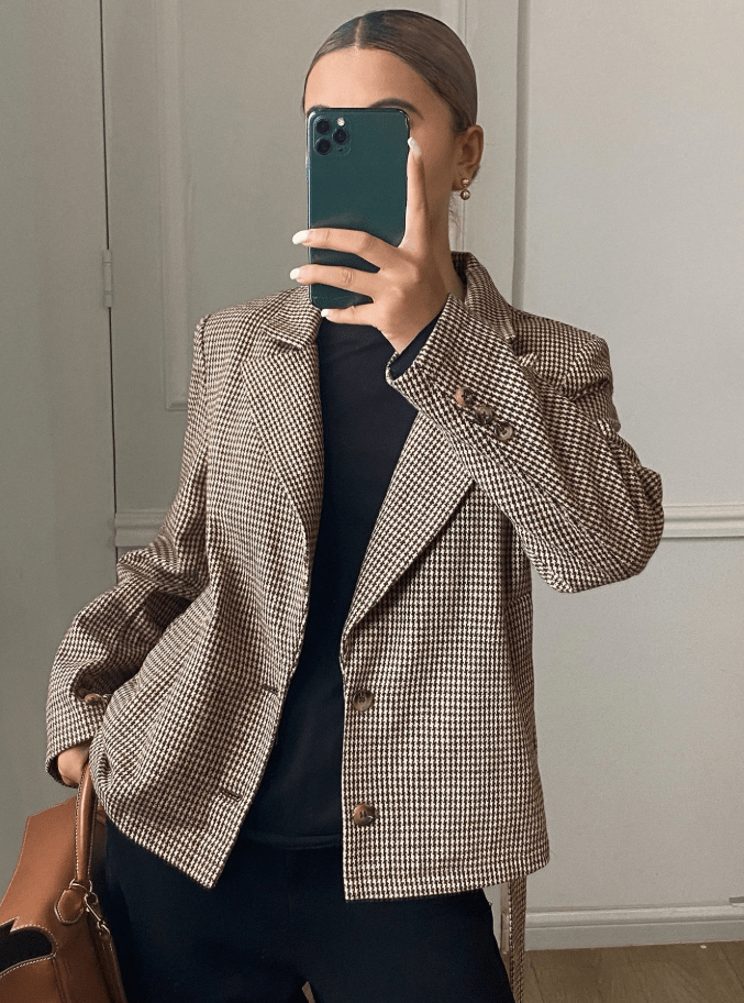 Blazer Ellen de cuadros pata de gallo