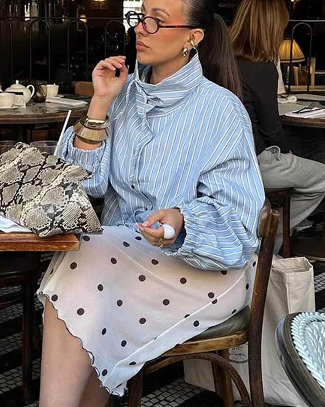Camisa de cuello alto a rayas Lucy