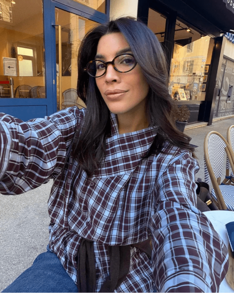 Camisa cruzada de popelina a cuadros Monica